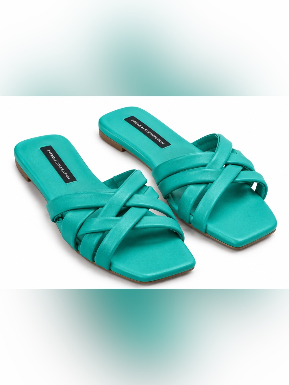 French Connection Turquoise Crisscross Slide Sandals